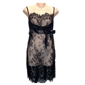 Slinky Black Floral Lacy Babydoll Lingerie with Eyelash Accents S/M